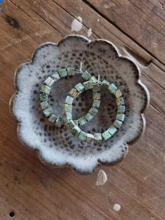 Variscite cube hoops